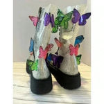 Dolls Kill  Terrarium 3D Clear Glitter Butterfly Platform Boots Women’s Size 8 Photo 2