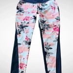 Xersion Navy Blue and Pink Floral Leggings | Medium | EUC Photo 0