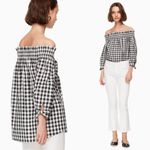 Kate Spade Broome Street Black and White Gingham Off Shoulder Top Size XS Photo 1
