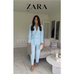 ZARA  2 Piece Set Double Breasted Shoulder Pad Blazer and Slim High Waist Pants Photo 13