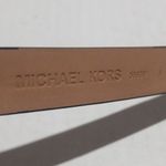 Michael Kors Black Leather Skinny Belt-Small-Enamel Logo Buckle-Anchor Style Photo 6