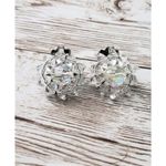 Vintage Clip On Earrings Small Clear Iridescent Bead Cluster 0.75" Photo 1