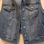 Candie's Vintage  Blue Denim Vest with Shiny Gemstone Details Photo 3