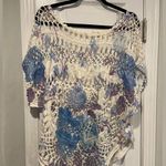 Venus Size S Purple Tie Dye Crochet Oversized Short Sleeve Tunic Top Coverup Photo 0