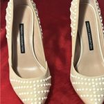 French Connection  Cream Pearl-Studded Heels 9 Preowned Photo 1