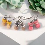 3Pair Cute Little Mini‎ Animal Fox, Bear Drop Earrings, Unique Accessories Photo 0