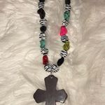 NWT Cross & Zebra Statement Necklace Earring Set Photo 2