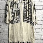 ZARA trufuluc TRF collection Embroidered tunic dress cream black sz M boho Photo 0