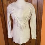 Xhilaration Boho Fringe Knit Sweater Cream Off-White Chunky Bohemian Pullover Photo 8