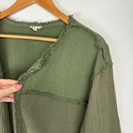 POL Cotton Gauze Open Front Cardigan Jacket Sz Small Olive Army Green Patchwork Photo 7