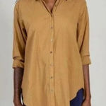XIRENA Beau Cotton Long Sleeve Button Up Shirt in Khaki Size XS Orange Photo 0