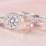 Engagement Ring Wedding Set White Gold Plated 8.5 Wedding Rings Women CZ CT Photo 4