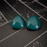 Vintage Clip On Earrings Dark Green with Teal Hues Rounded Triangle 1" Large Photo 1