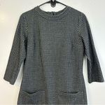 Boden Houndstooth Black/Grey Sheath Dress w/ Pockets 3/4 Sleeves Size 8 Black Photo 0