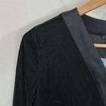 Ann Taylor  black velour faux wrap surplice satin trim side tie blouse size Mp Photo 4