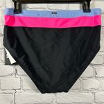 DKNY High Waisted Colorblock Swim Bottoms Stretch Black Pink Lavender L NWT Photo 2