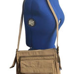 Fossil  Canvas Shoulder Handbag Tan & Brown 9X4X11 SEE DESCRIPTION Photo 0