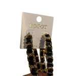 Boss Gold and Black Chain Hoop Earrings large size Baddie Hip Hop Statement Photo 1