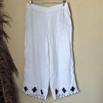 Calypso St. Barth  white linen embroidered flowy pants Photo 2