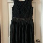 AUW Black Lace Top Pleated Aline Dress size Medium Photo 0