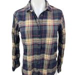 Uniqlo  Women's Blue Multicolor Flannel Plaid Checkered Button Shirt Top Blouse S Photo 0