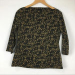 ZARA  Knitwear Boatneck Black‎ Gold Metallic Blouse Size Large Photo 0