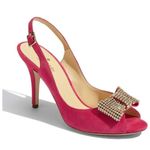Kate Spade Crown Heels Fuchsia Suede w/ Crystal Bow Pink 8.5 B In Box/Bag $398 Photo 9