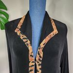 Alfred Dunner  Black with Animal Print Trim Stretchy Cardigan Photo 7