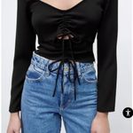 ZARA NWT  RUCHED CUT OUT TOP BLACK SMALL Photo 4
