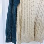 Chelsea and Violet L Cable Knit Studded Sweater with denim sleeves Photo 5