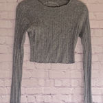 Aeropostale  Charcoal Ribbed‎ Long Sleeve Crop Top Woman’s Size Small Photo 0