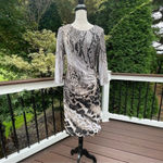 FRANK Lyman Animal reptile print dress with embellished studs Day dress Sz 8 US Gray Photo 2
