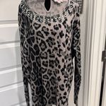 The Quacker Factory Women's Beaded Animal Print Shirt Black. Black Size L Photo 3