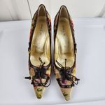 Etro Floral Velvet Pumps High Heels Shoes Buckles Lace Photo 2