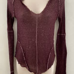 We The Free   Deep Purple  Henley Knit Top Photo 0