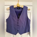 Lulus  Suits You Perfectly Dark Blue Linen Blend Vest Career Prep Boss Babe Photo 1