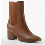 Ann Taylor NWB Block Heel Leather Chelsea Booties in Pecan Brown Size 6 Photo 0