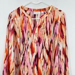 Belle‎ Kim Gravel Blouse Medium Multicolor Abstract Print Long Sleeve Top Orange Photo 1