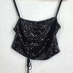 WAYF Emma Rose Top Women's Small Black Sequin Crop Sleeveless Blouse Photo 3
