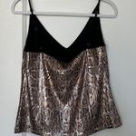 L'Agence L’agence Brown Tan Gabriella Sequin Snakeskin Print V Neck Camisole Tank XS NWT Photo 3