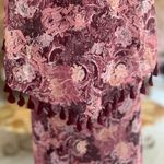 Indigo Thread Co Dress Maxi Floral Pom Flounce Burgundy XS Tiered Brunch Garden Pink Photo 2