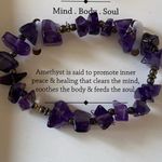 NWT Amethyst Mind, Body & Soul Deep Purple Stone Stretch Bracelet Photo 2