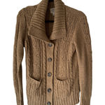 st. john's bay Johns Bay Vintage Y2k Women's Tan Cable Knit Shawl Collar Cardigan Sweater L Photo 0