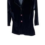 Eye Candy  Black Vintage Velvet 3/4‎ Sleeve Classic Chic Button Front Blouse M Photo 2