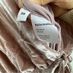 Reformation  Pink Velvet Jumpsuit Deep V with waist Drawstring Photo 8