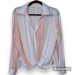  HYFVE HYFVE large womens blouse button down long sleeve tie bottom Photo 0