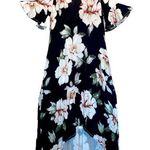 7th Ray  Black with Flower Detail High Low Dress Small Photo 0