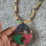 Multicolor Beaded Africa Necklace with Pendant Black Photo 1