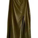 ZARA Women’s Green Lime Side Slit Elastic Waist Maxi Bohemian Skirt L #1162 Photo 0