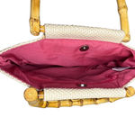 Old Navy Vintage Style Straw Woven Floral Handbag with Bamboo Handles Photo 2